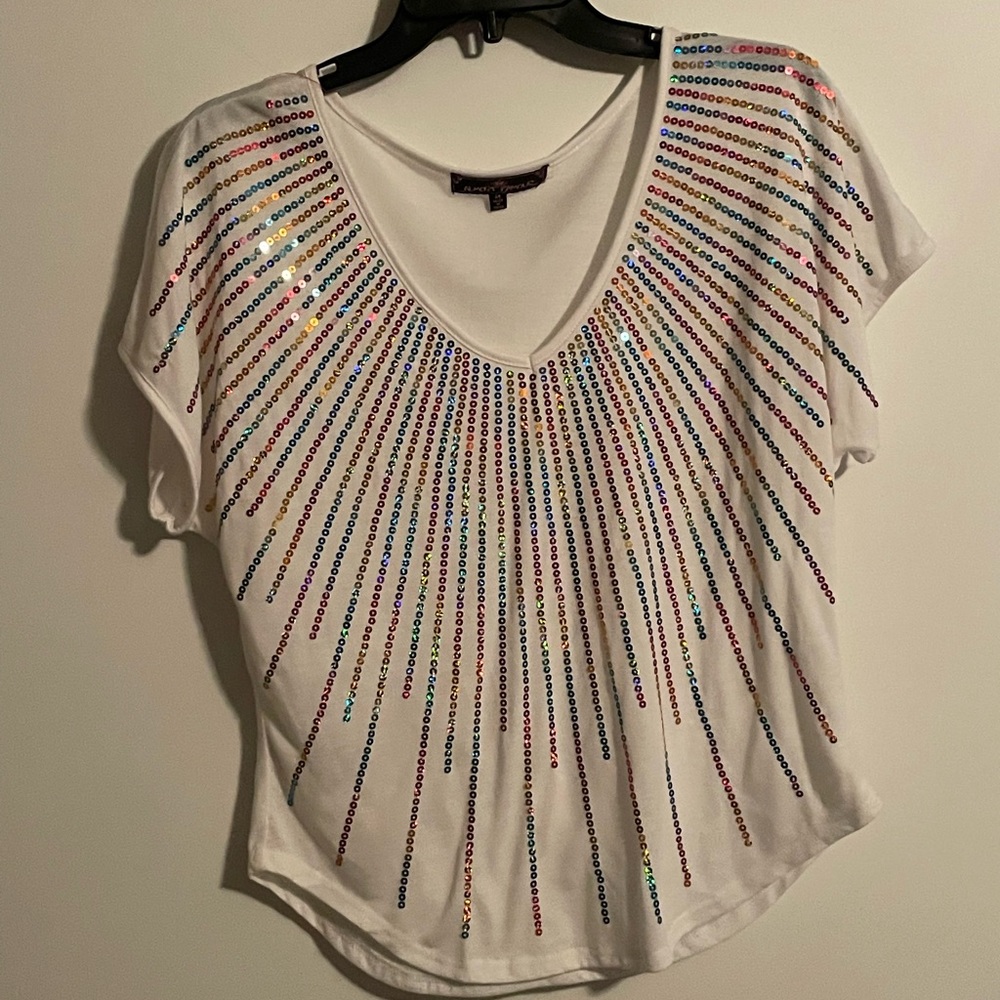 V-neck Sequin T-shirt